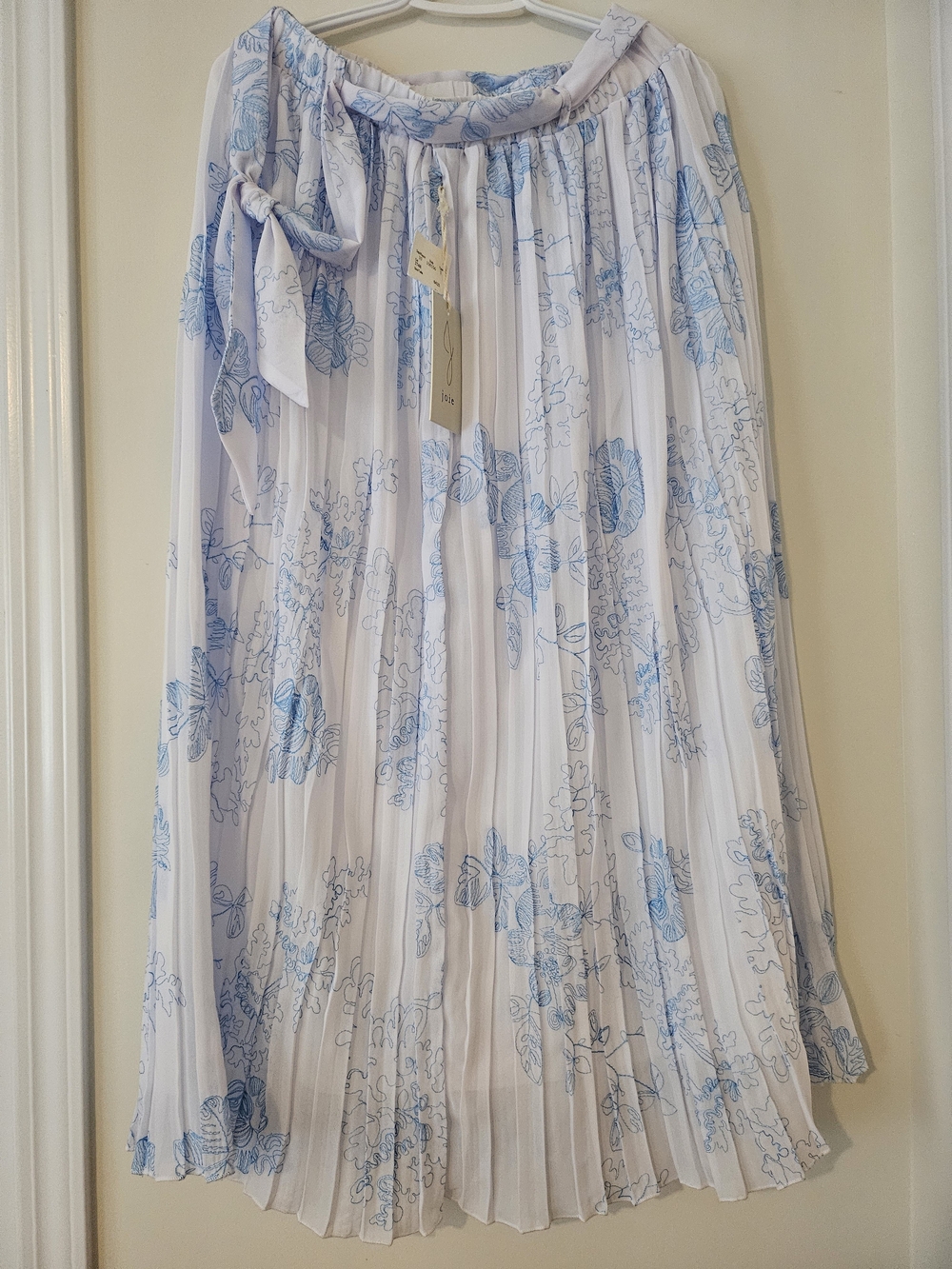 Joie White Midi Skirt with Light Blue Floral Print